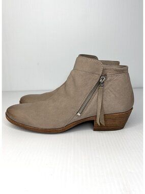 Sam Edelman Women's Packer Boot Size 9.5 Block Heel Tan Taupe Nubuck Leather